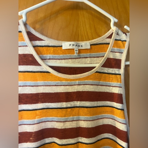 Frame Linen Striped Racerback Tank In Sunrise Multi NWT - Picture 3 of 7